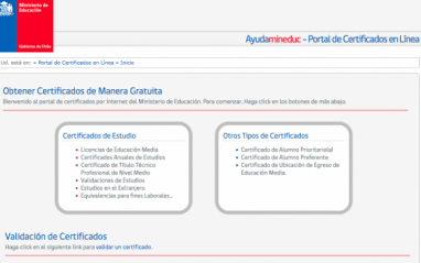Sacar certificado de estudios MinEduc Chile gratis por internet