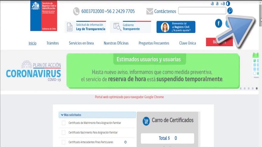 Certificados de nacimiento online de Chile