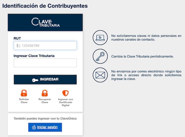 Identifícate como contribuyente en el SII