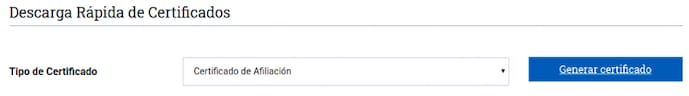 Tipo de Certificado - Certificado de Afiliación