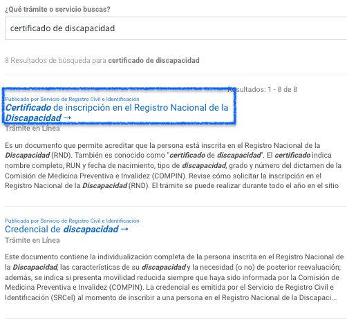 Certificado de inscripción en el RND online Chile Atiende