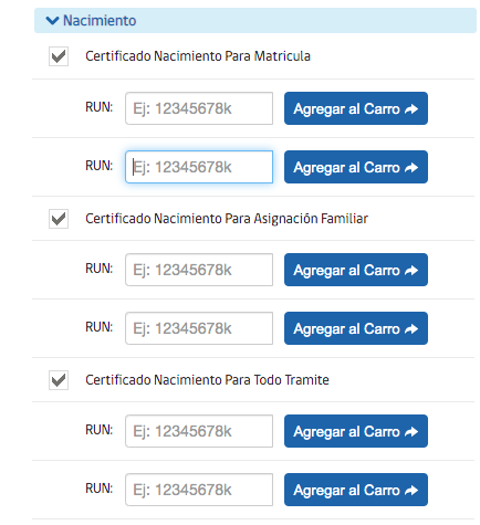 Solicitar certificado de nacimiento para matricula, asignación familiar, todo trámite