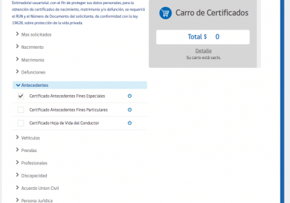 Tipos de certificados de antecedentes para sacar gratis online Registro Civil Chile