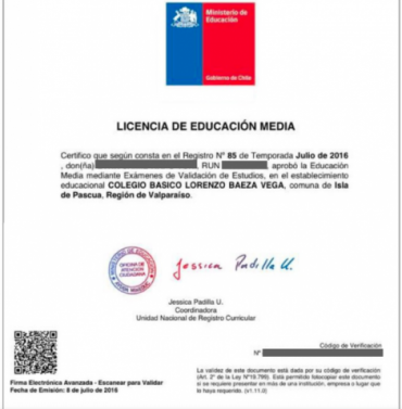 Ejemplo Licencia de Educación Media gratis MinEduc