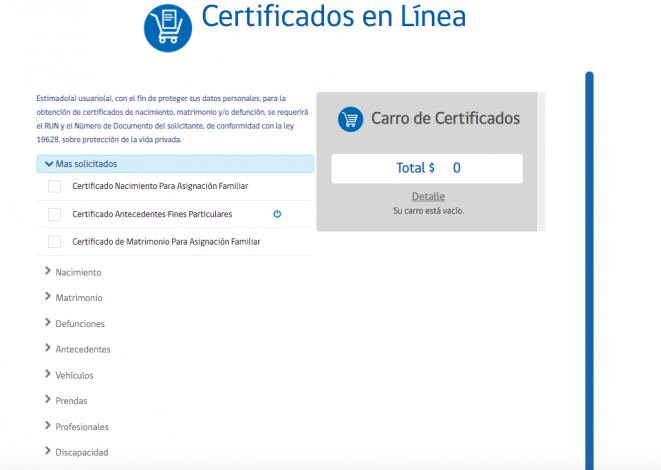Todos los certificados de Registro Civil gratis en línea