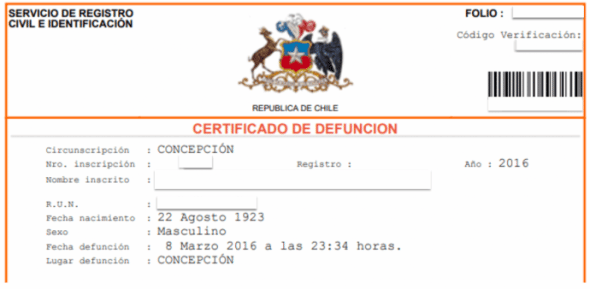 Certificado de defunción para todo trámite en línea gratis Registro Civil