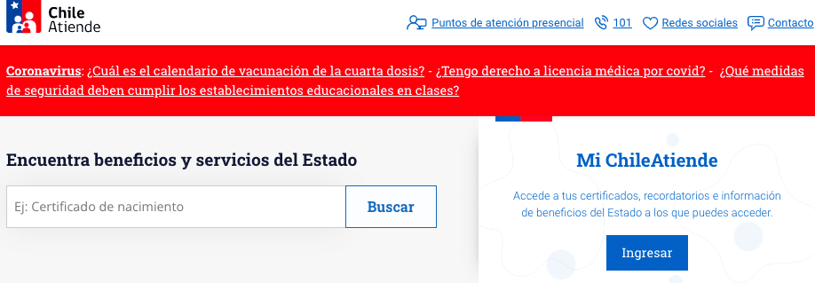 Buscar certificado de nacimiento en Chile Atiende online