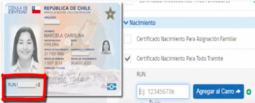 RUT (RUN) se encuentra en la cédula de identidad chilena