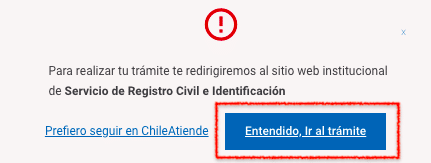 Redireccionamiento desde Chile Atiende hacía Registro Civil para obtener certificado gratis en línea