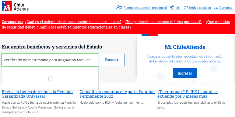Búsqueda de certificado de matrimonio gratis en línea Chile Atiende 