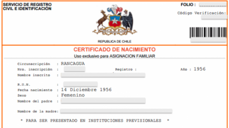 Registro Civil certificado de nacimiento gratis