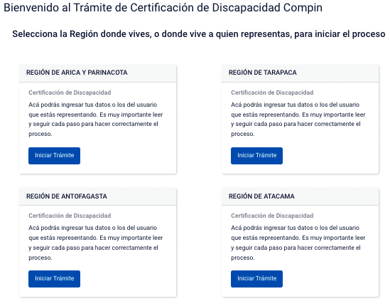 Selecciona provincia para trámite de la credencial de discapacidad COMPIN online